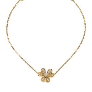 Van Cleef & Arpels Frivole Bracelet Mini Model 18K Yellow Gold Pave Diamond VCA